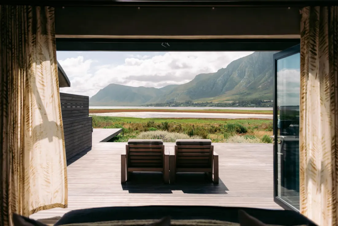 The lagoon and reserve at Perivoli Lagoon House, Overberg coast